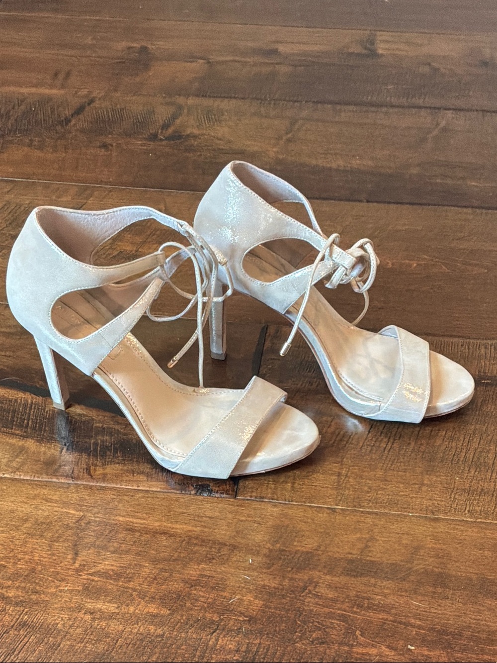 ANTONIO MELANI Light Beige Lace-Up High Heel Sandals
